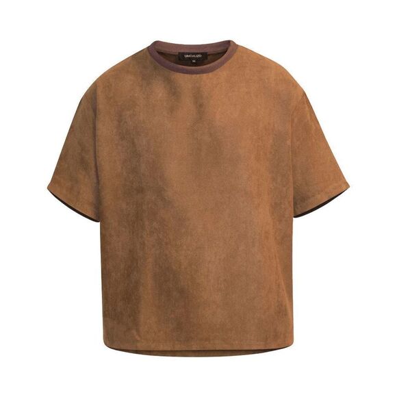Suede Oversized T-shirt- Brown Size Small - Picture 1 of 1